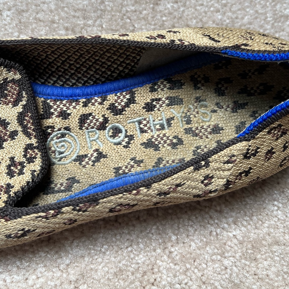 Rothy's Brown Leopard Animal Print Slip On Loafers Flats Shoes Sz. 8 - Picture 3 of 5